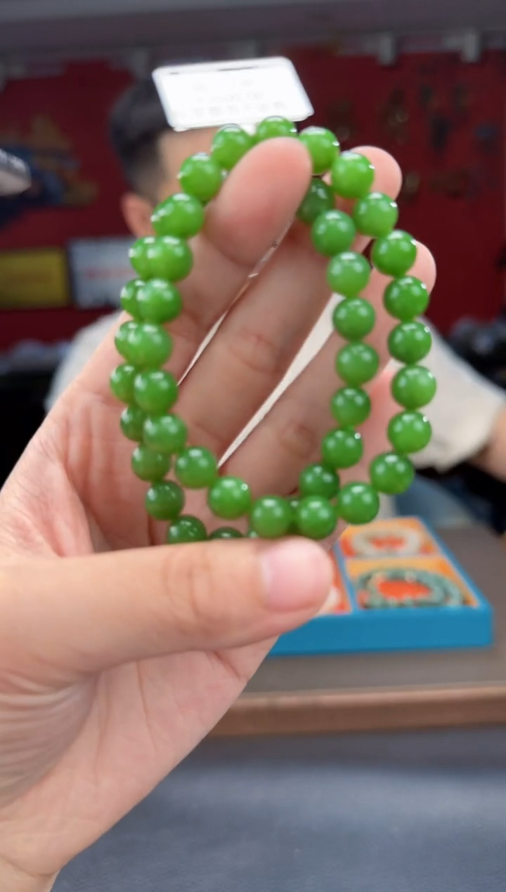 手串未镶嵌和田玉碧玉粉绿单圈手串 多样性发货拍一发一