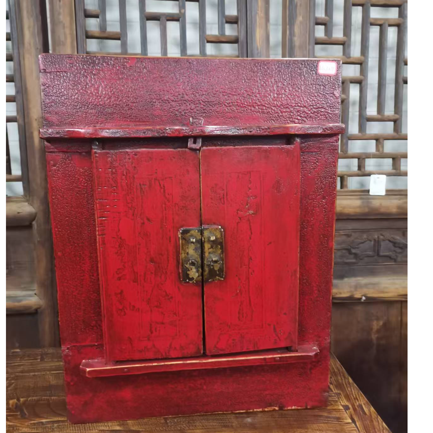 孤品红色小书箱柜