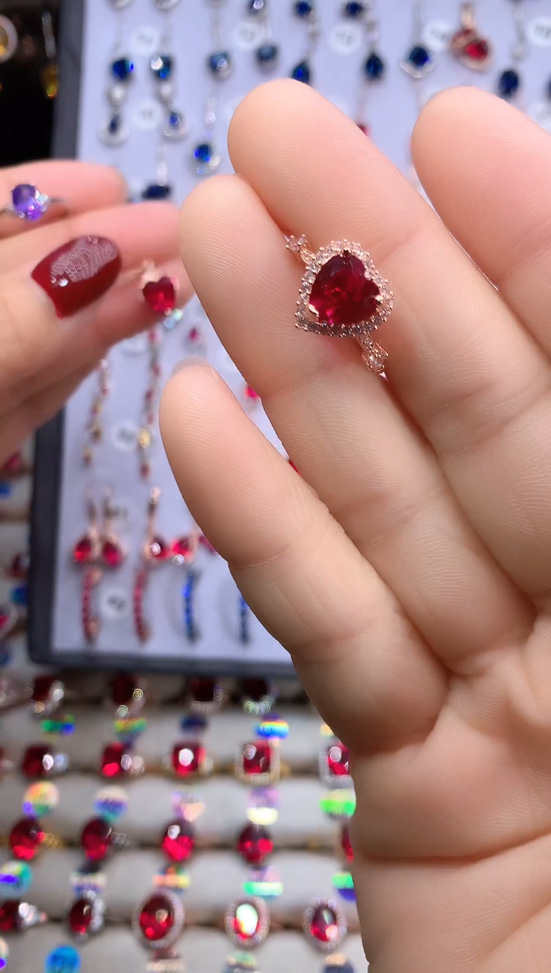 【闪购商品】红宝石戒指银S925镶嵌玫瑰金