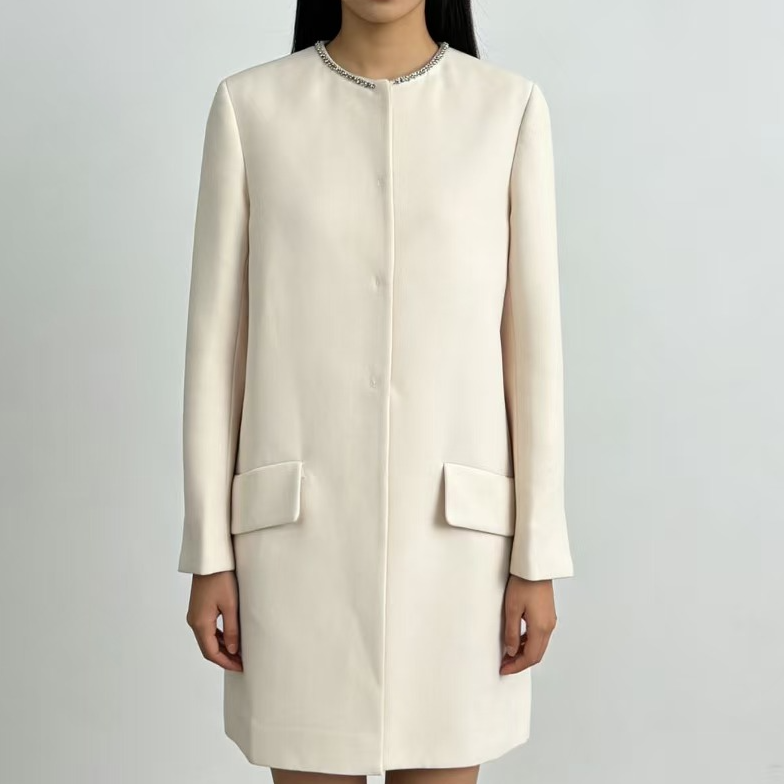 99新 MIU MIU/缪缪 米白色领口水钻西装外套 36 18586391