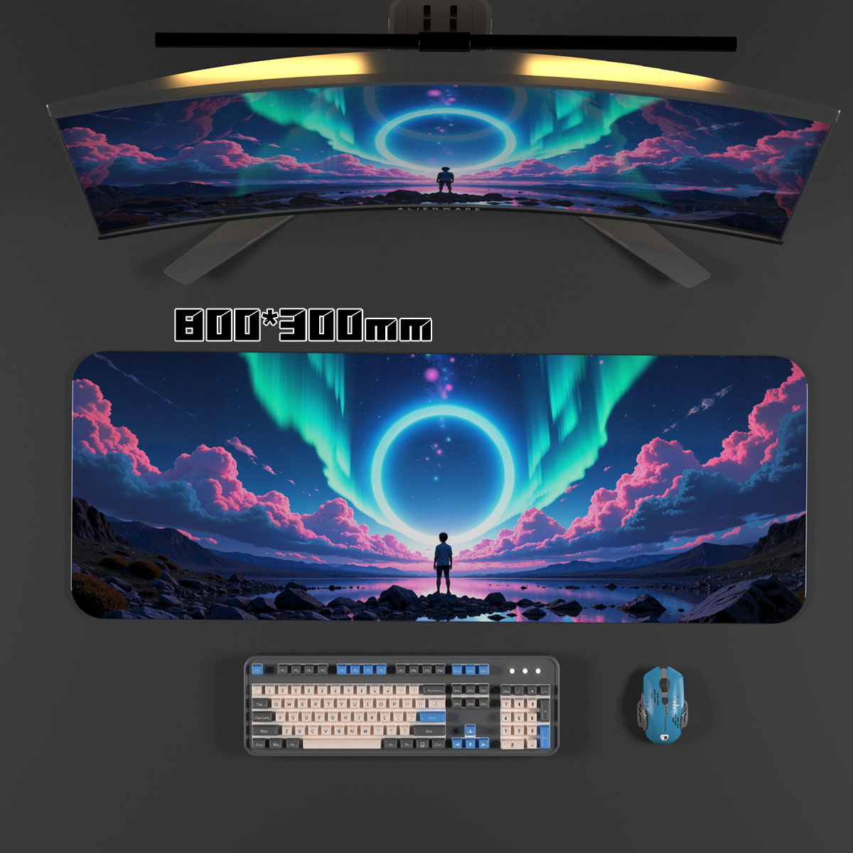 紫灵萌鬼系鼠标垫超大加厚办公桌垫学生电竞游戏电脑键盘滑鼠垫子