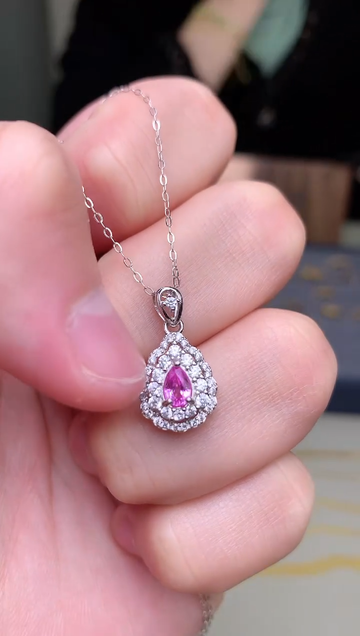 【闪购商品】蓝宝石颈饰银S925镶嵌吊坠