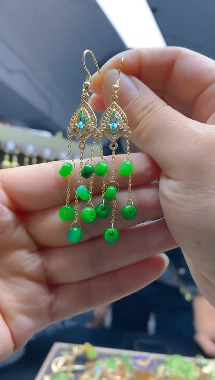 【闪购商品】翡翠耳饰合金0252翡翠耳钩