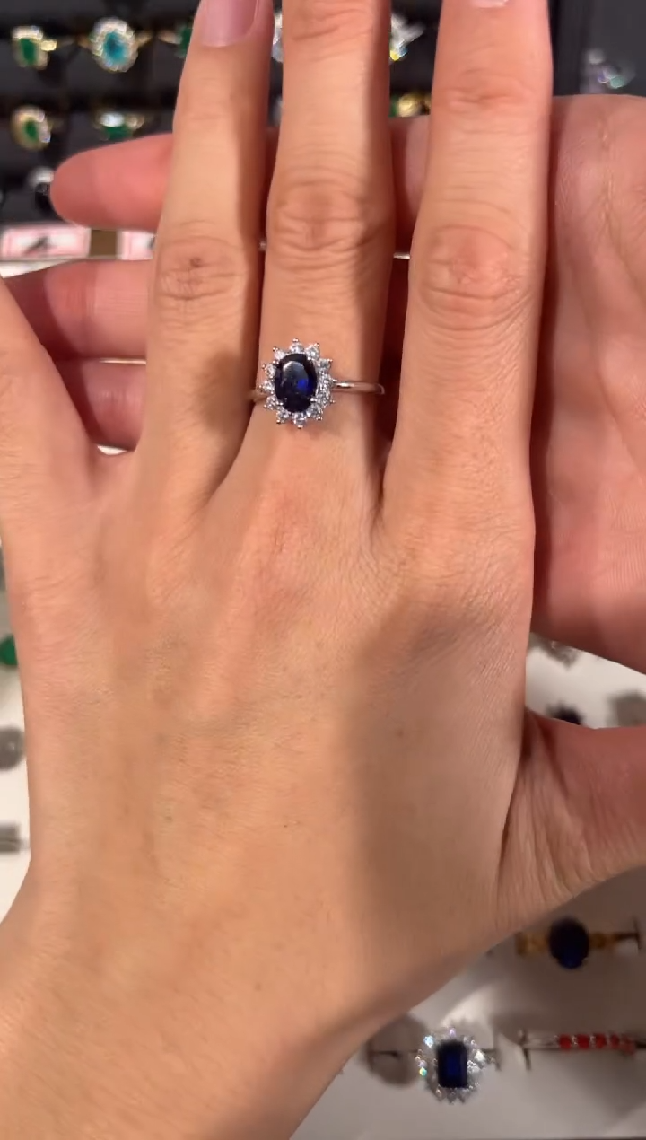 【闪购商品】蓝宝石戒指银S925镶嵌4156341