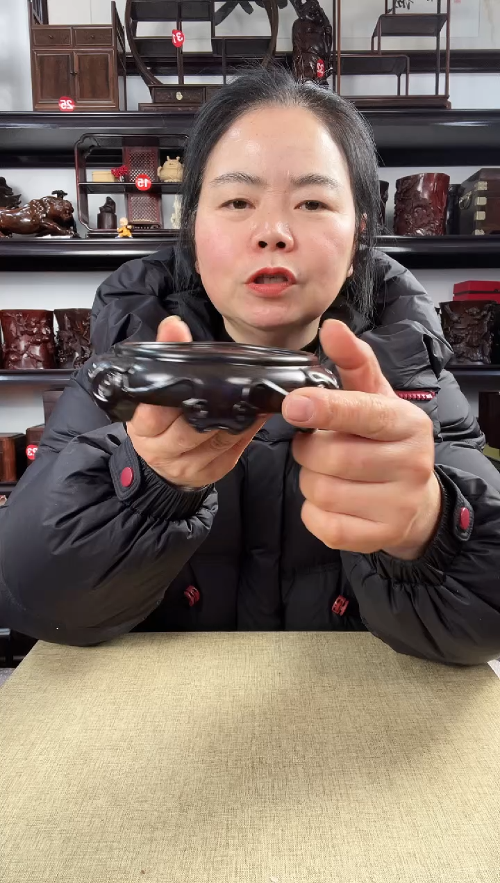 木羊头底座老李红木工艺品