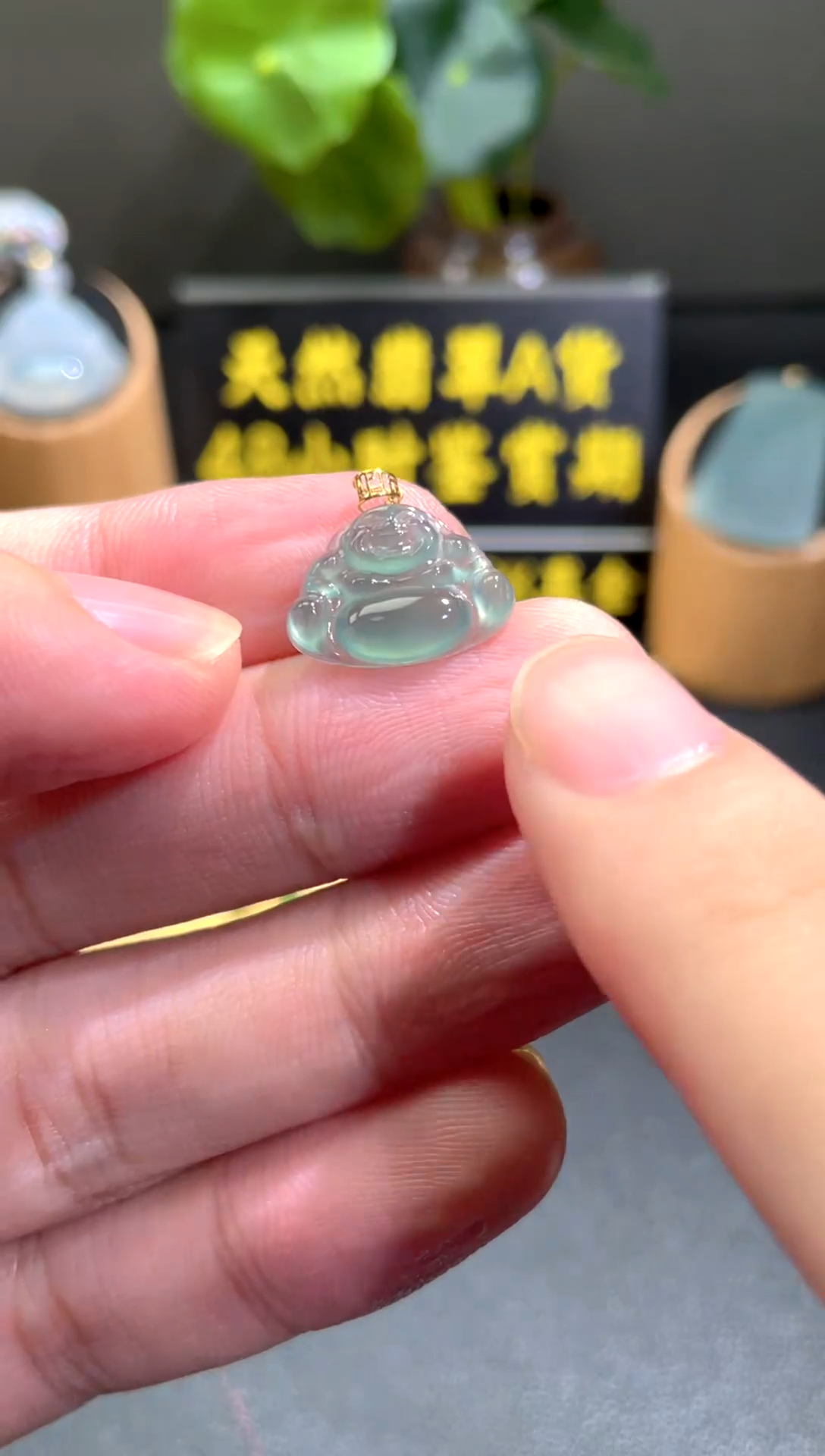 颈饰18K金镶嵌翡翠翡翠A货
