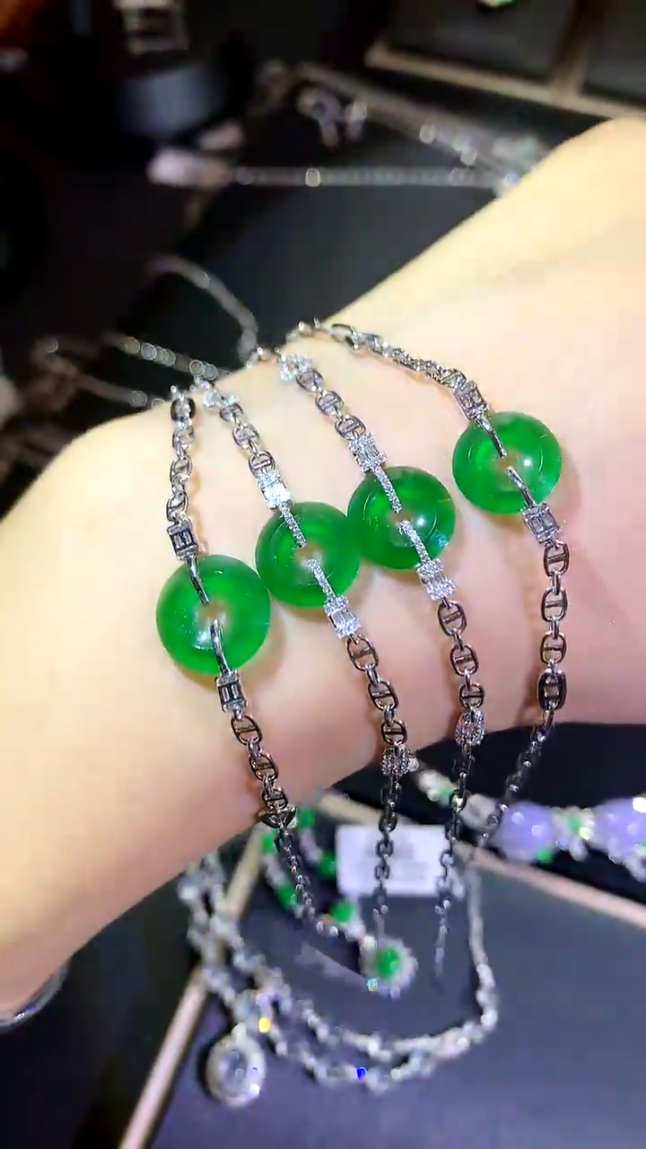 【闪购商品】翡翠手链18K金镶嵌11-手链（多样性发货一件