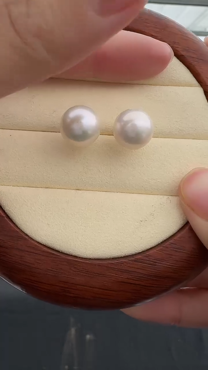 淡水珍珠耳钉 11-12mm S925银 
