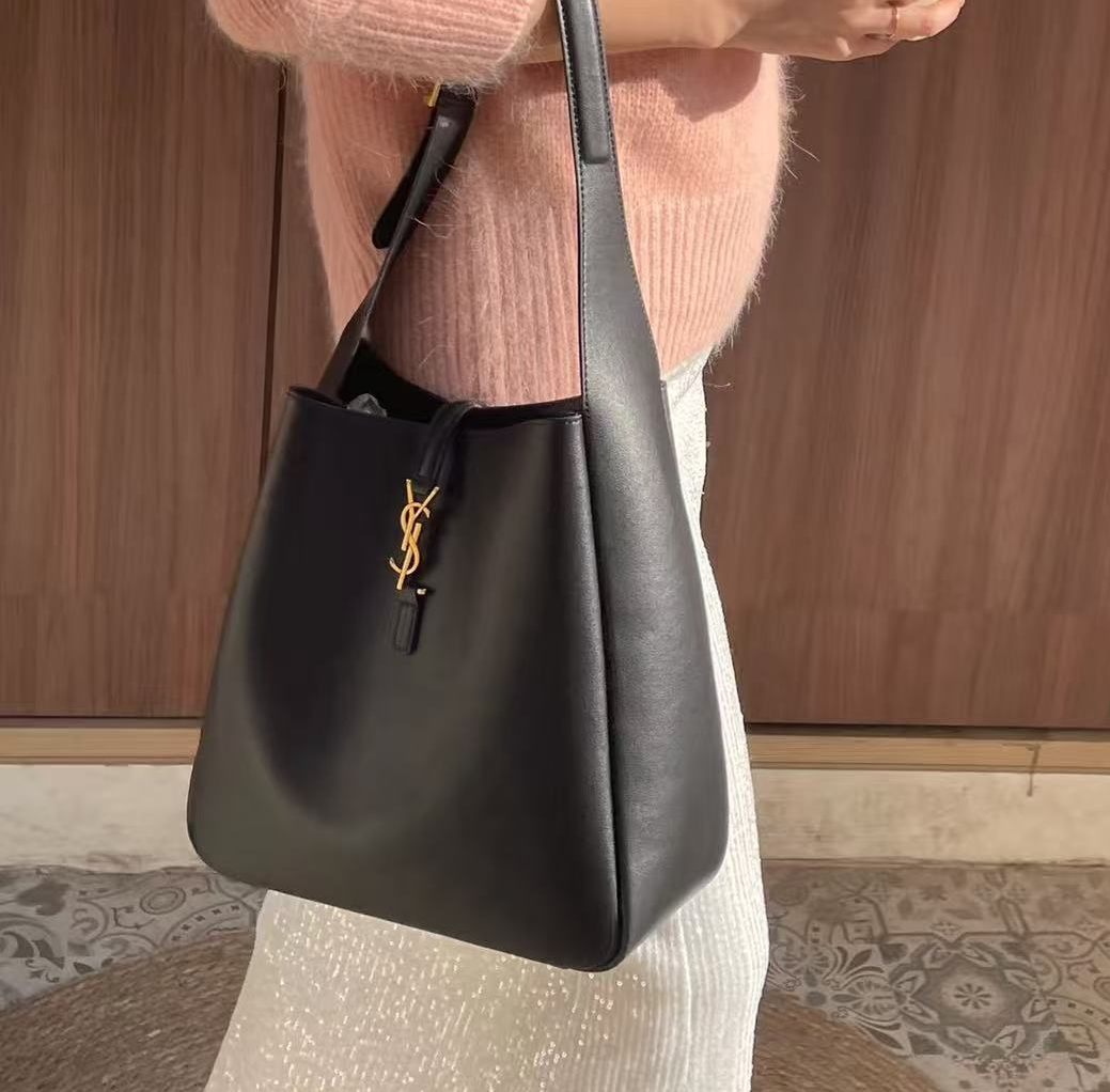 YSL/圣罗兰 单肩包 黑金hobo小号 mx8986/2512
