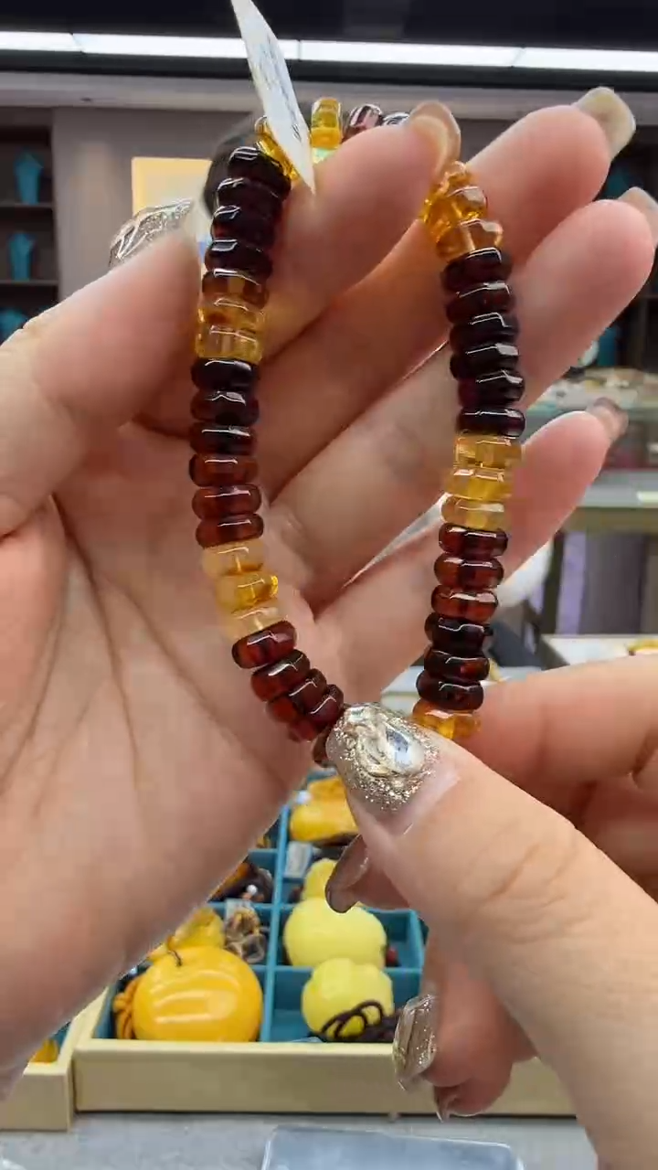 手链琥珀未镶嵌56秒拍号 假一罚三 