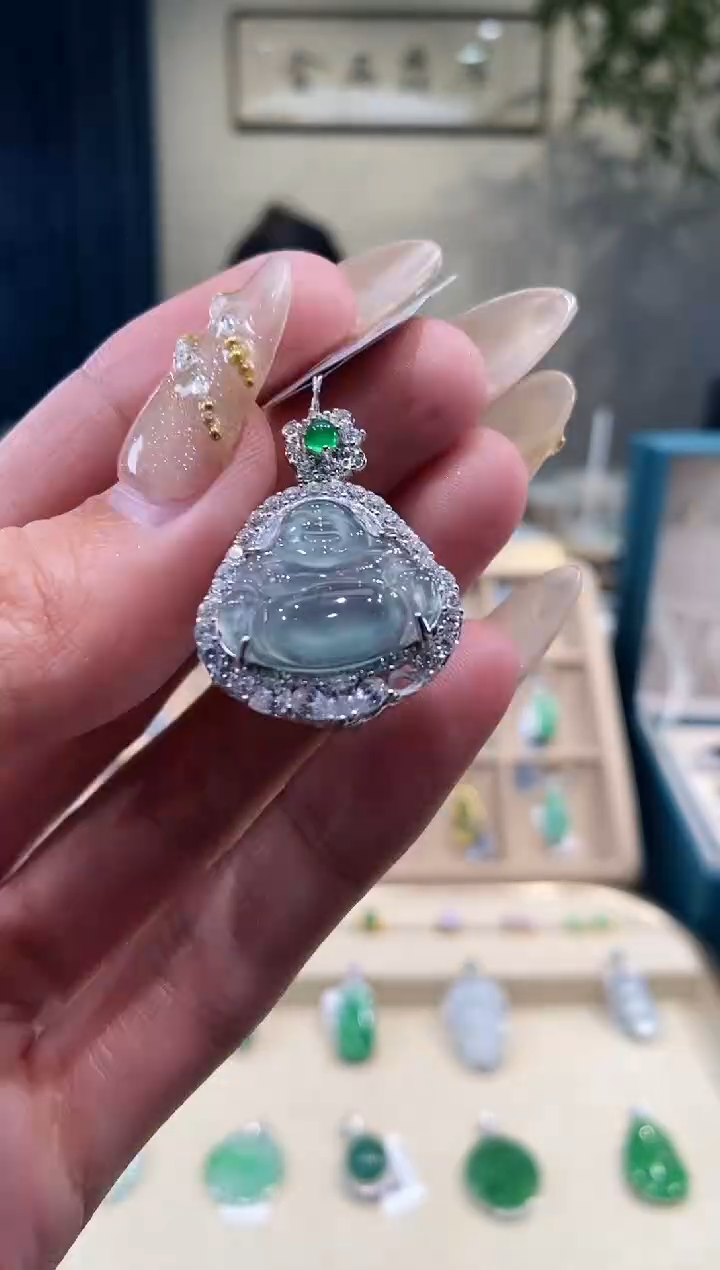 【闪购商品】翡翠吊坠(不含链)银S925镶嵌佛公