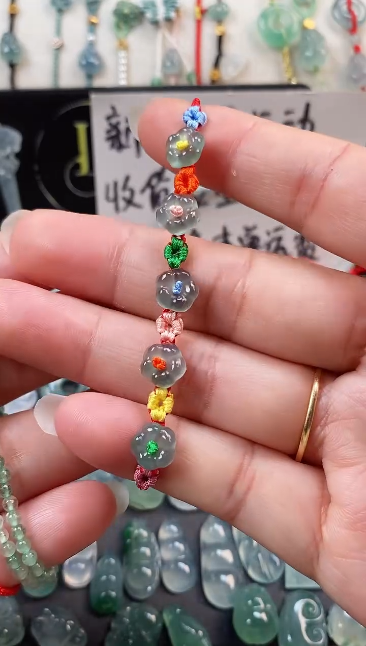 翡翠散珠五花手绳
