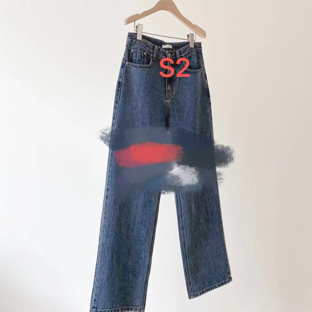 【现货】长裤水洗常规直筒裤阔腿女森系裤子牛仔裤高腰（韩货NO退换）