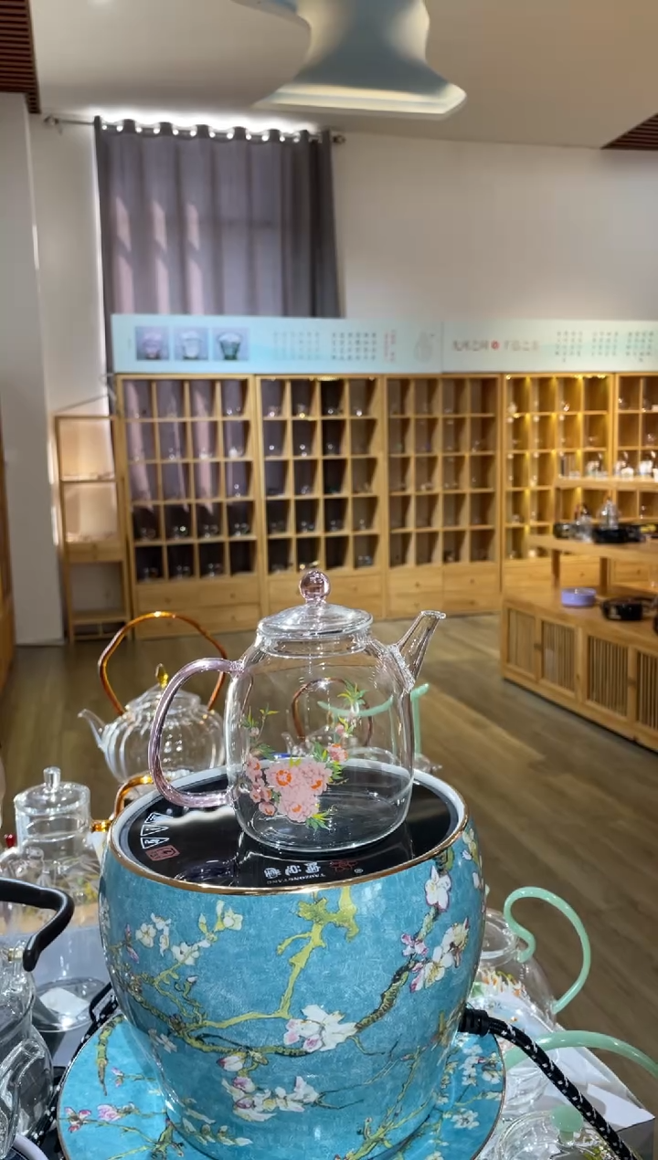 手工艺品玻璃秦权壶粉把桃花