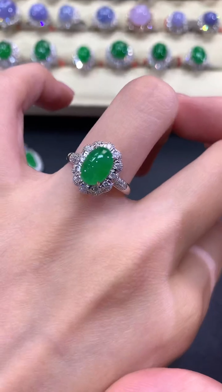 【闪购商品】翡翠戒指18K金镶嵌a194