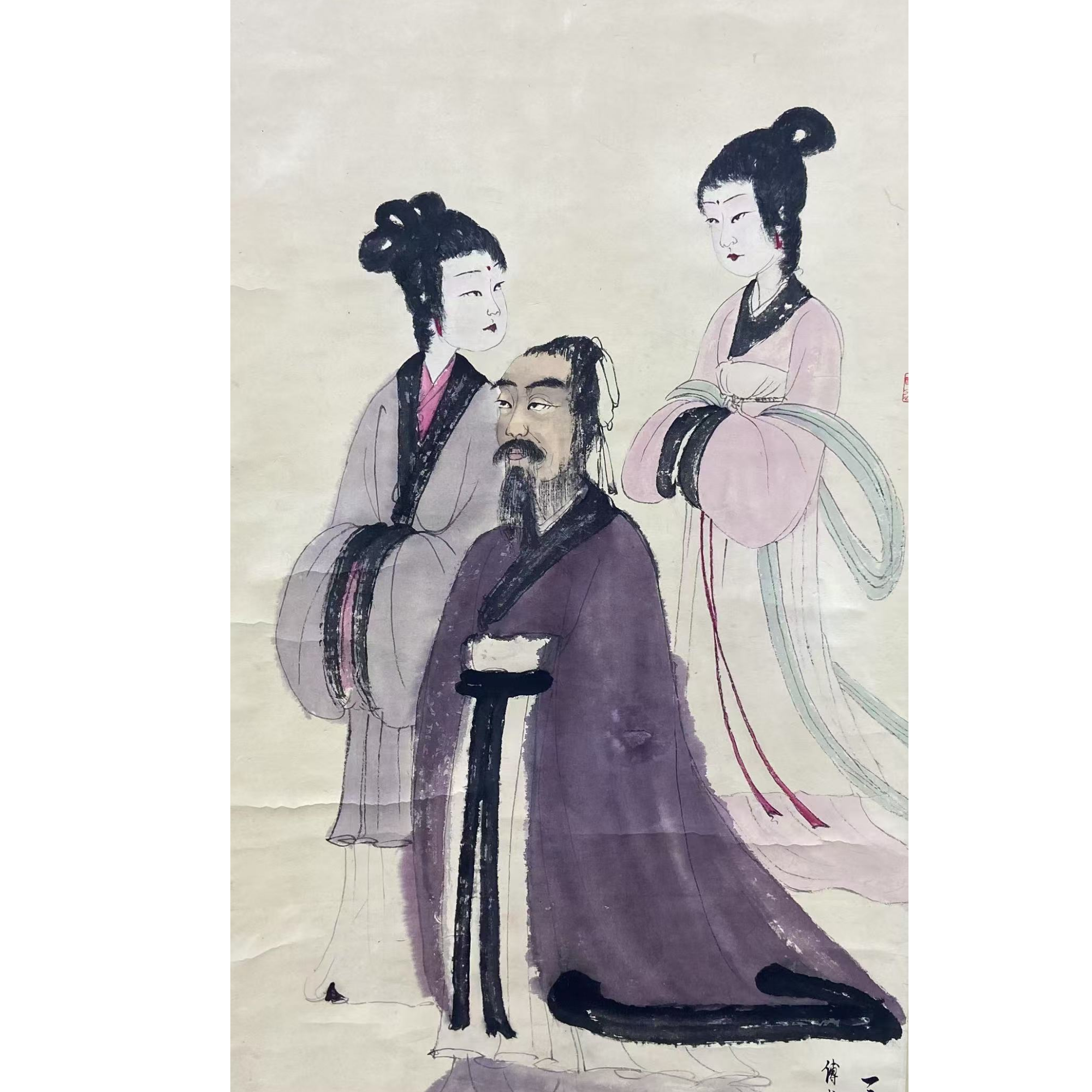 傅 带出版册人物立轴135 65 7.8平尺