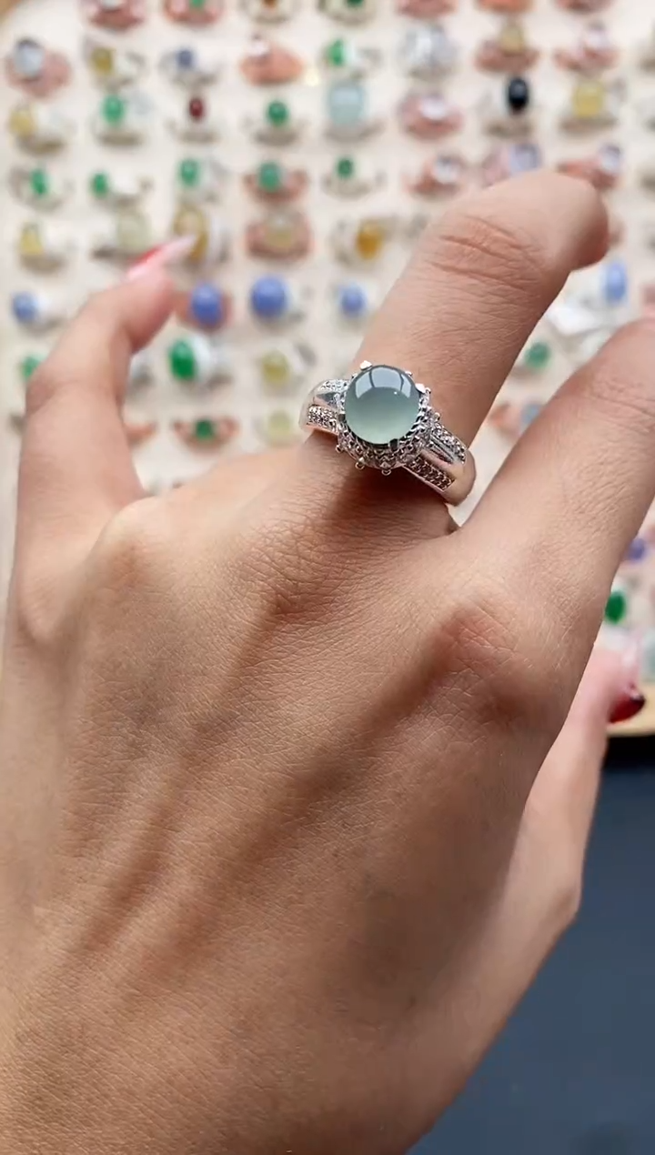 【闪购商品】翡翠戒指未镶嵌缅甸天然A货翡翠444 4+8