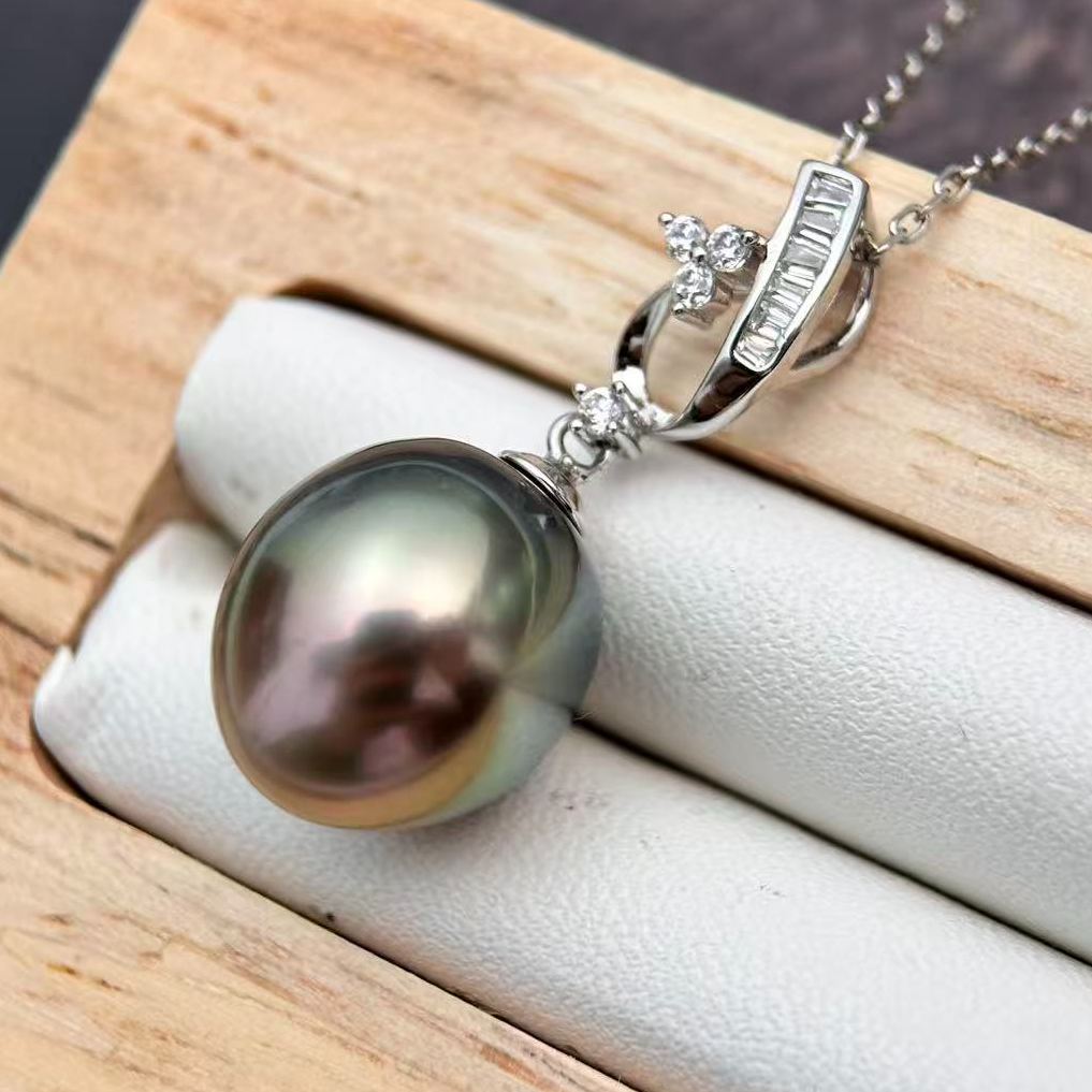 天然海水珍珠大溪地12-13mm吊坠