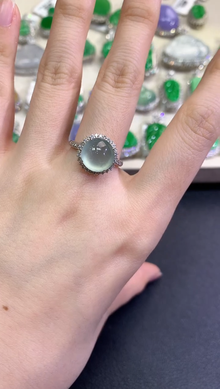 【闪购商品】翡翠戒指18K金镶嵌C7