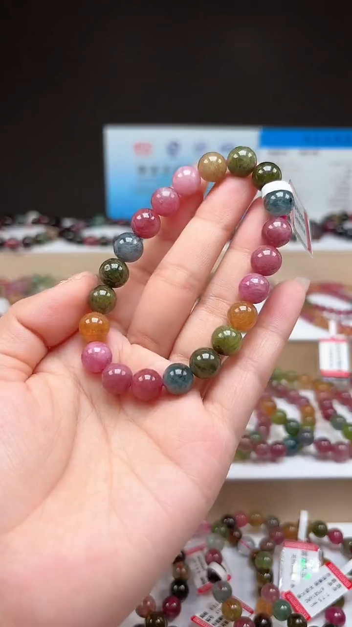 【闪购商品】碧玺手串未镶嵌9.3mm明亮色高阶油画体单圈手串