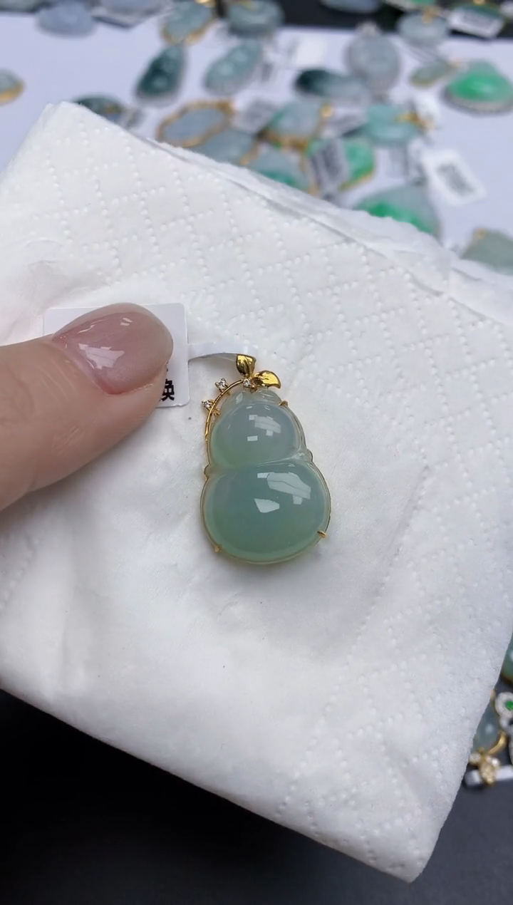 【闪购商品】翡翠颈饰18K金镶嵌天然缅甸翡翠A货