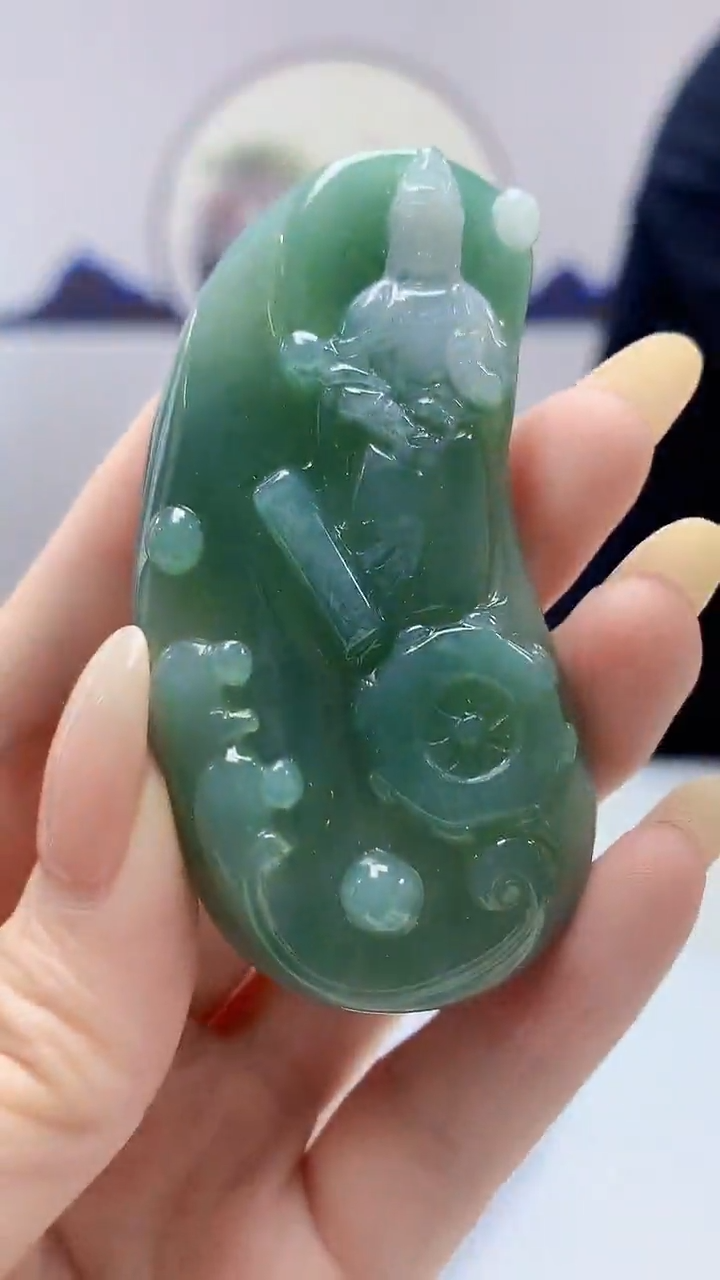 定制翡翠未镶嵌4969DD-毛货挂件75