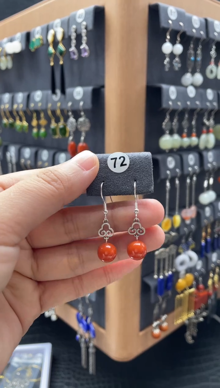 【闪购商品】南红玛瑙耳饰银S925镶嵌0072