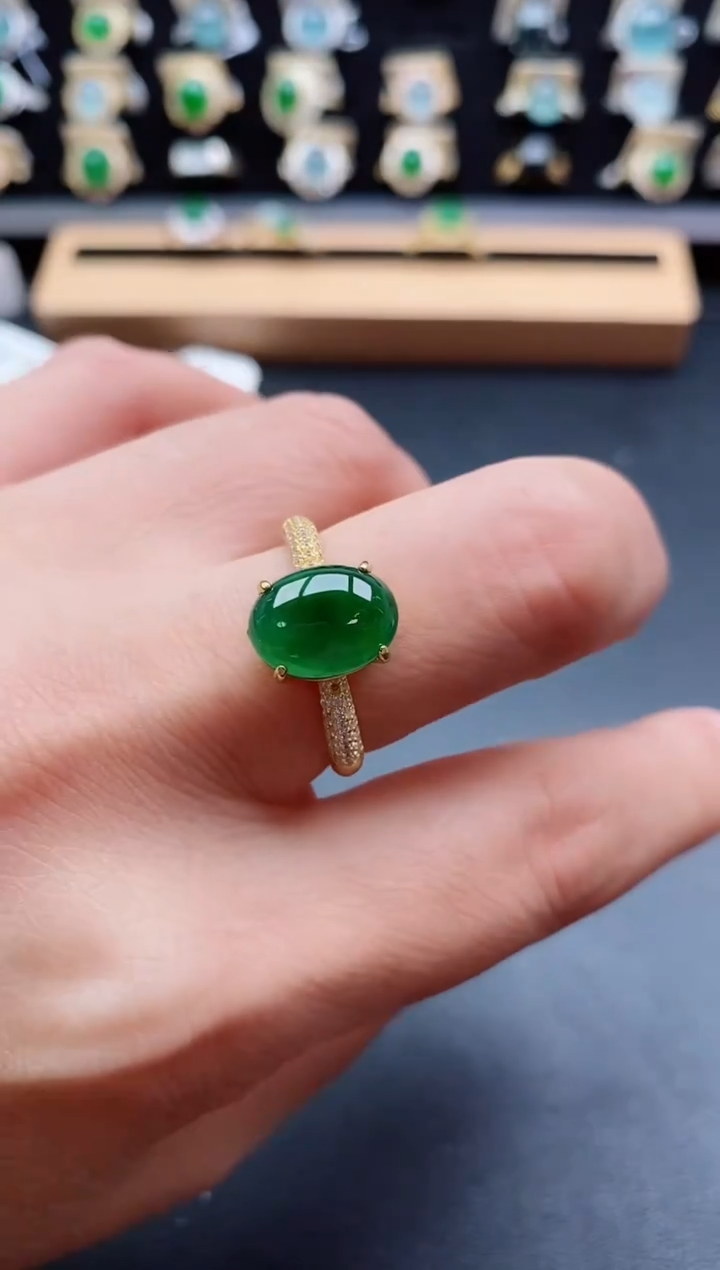 银S925镶嵌戒指翡翠1