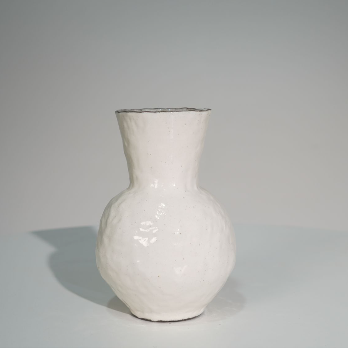 【云舍甄选】景德镇高端陶瓷花瓶 奶油白小天球花瓶家居摆件