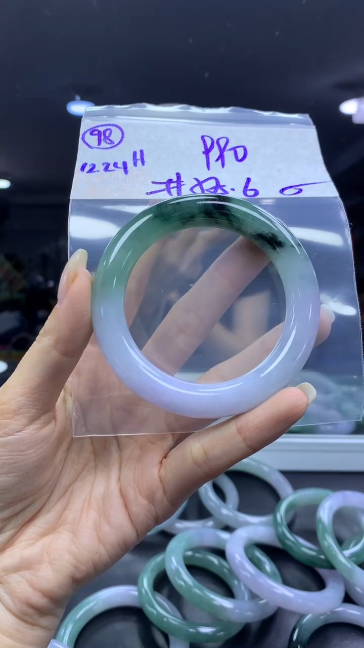 未镶嵌定制翡翠98手镯55.6纹+990元+拍一发一