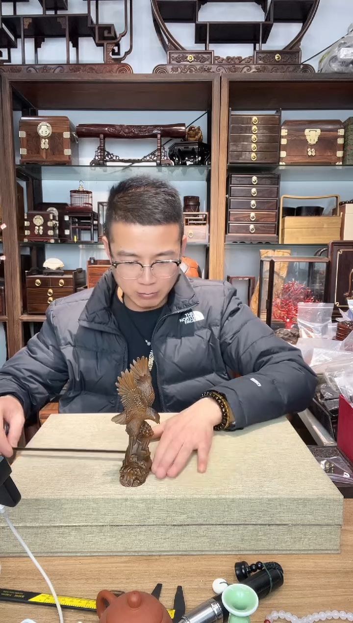 乌木类书架077黄杨做旧大展宏图摆件