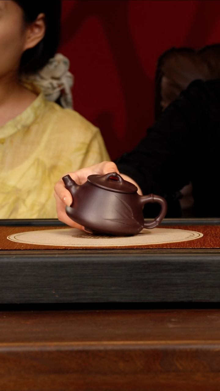 茶壶紫砂宜兴紫砂WJ 黑墩头 竹节石瓢