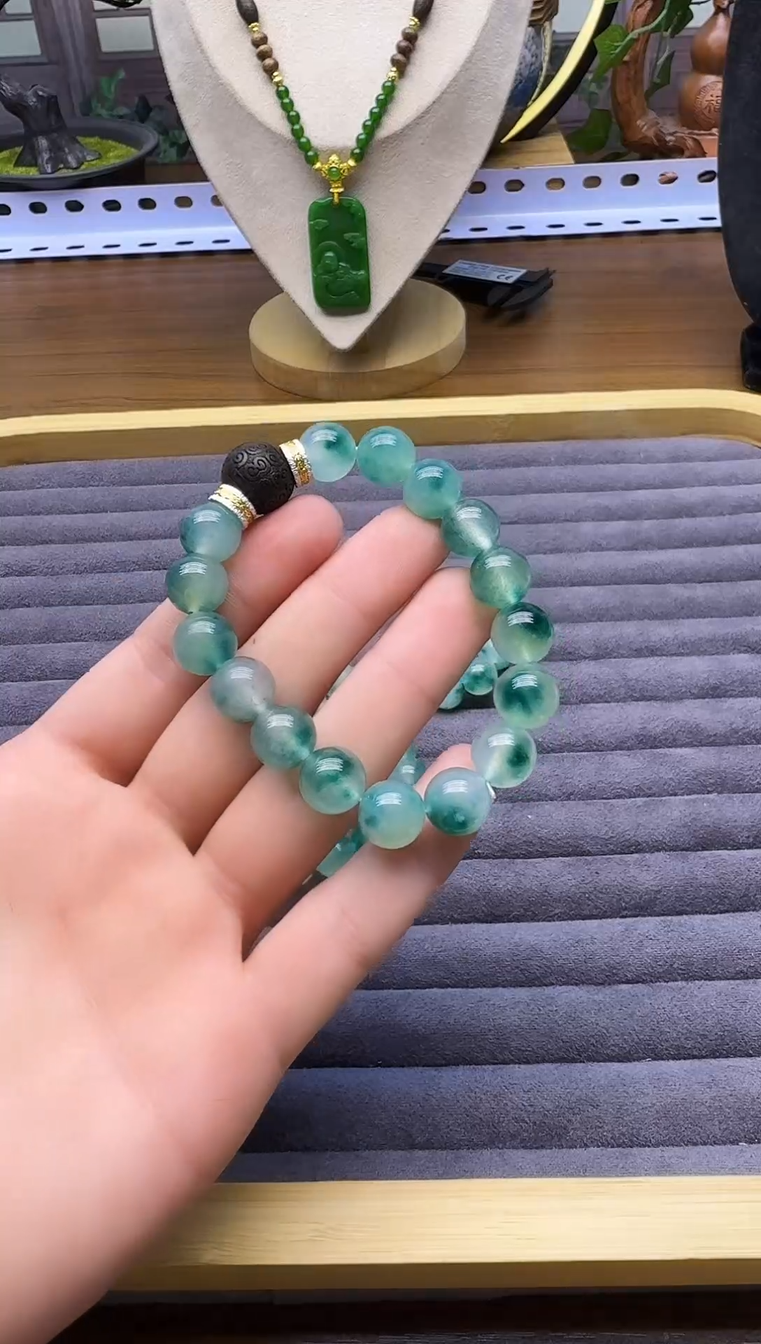 银S925镶嵌手链翡翠L129        