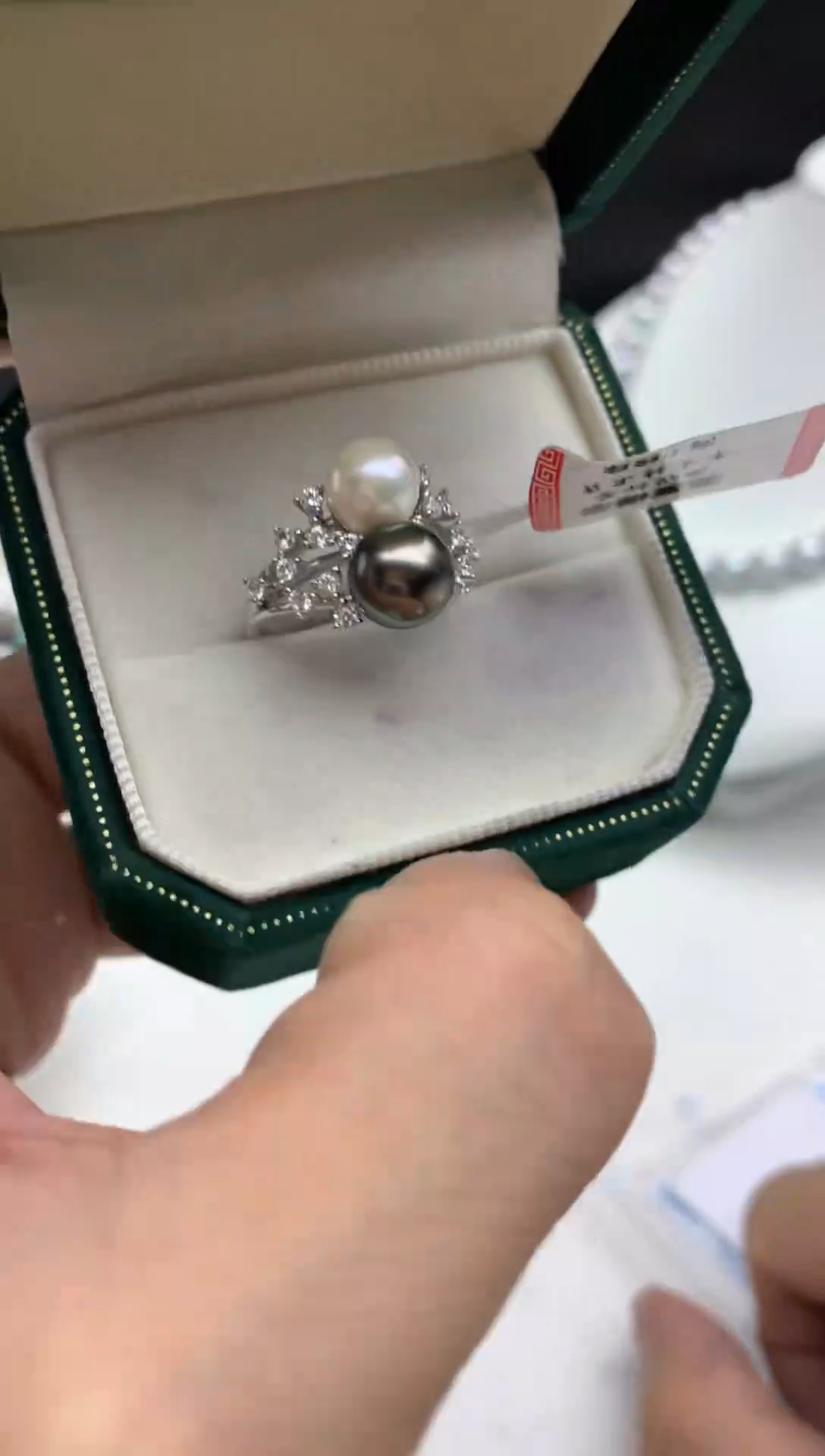 银S925镶嵌FF海水珍珠大溪地戒指