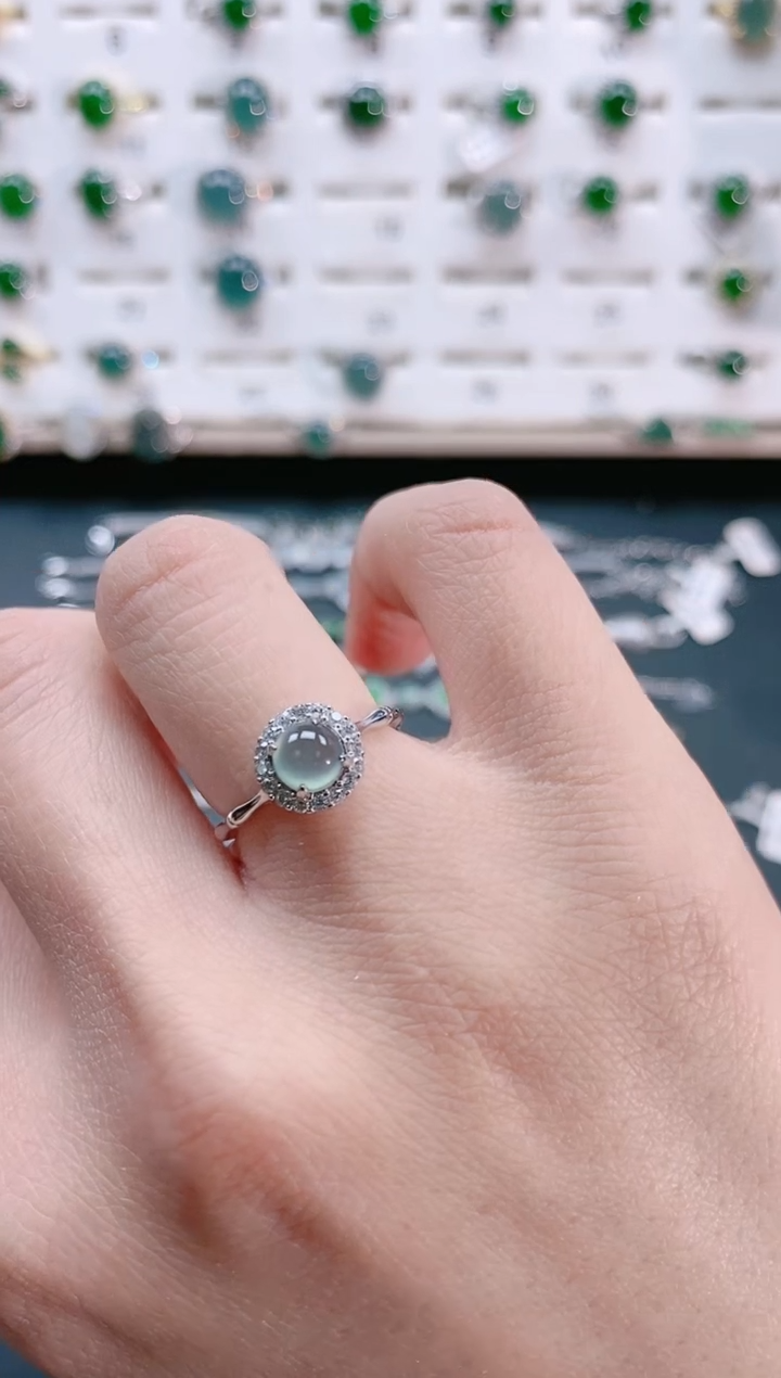 【闪购商品】翡翠戒指银S925镶嵌天然翡翠