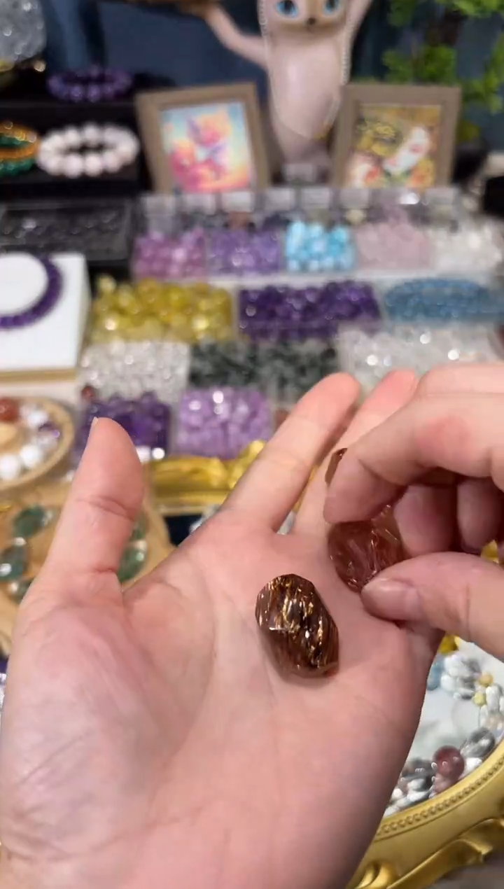 水晶手串未镶嵌V53黑金超随型一颗宽约卡15