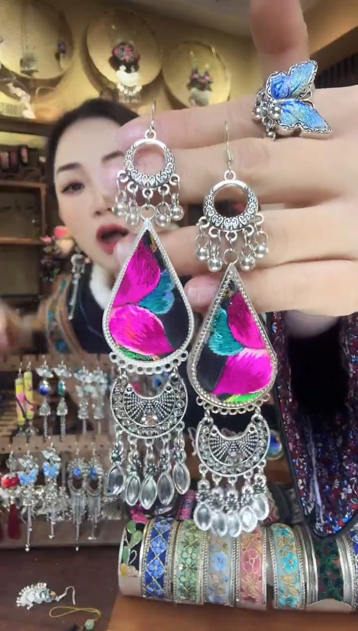 刺绣非遗刺绣民族风耳环