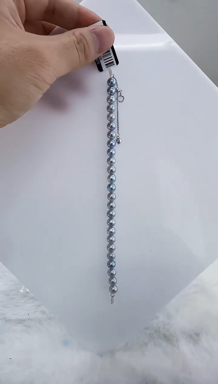 未镶嵌海水珍珠DA海水灰珠手链6-7 y472