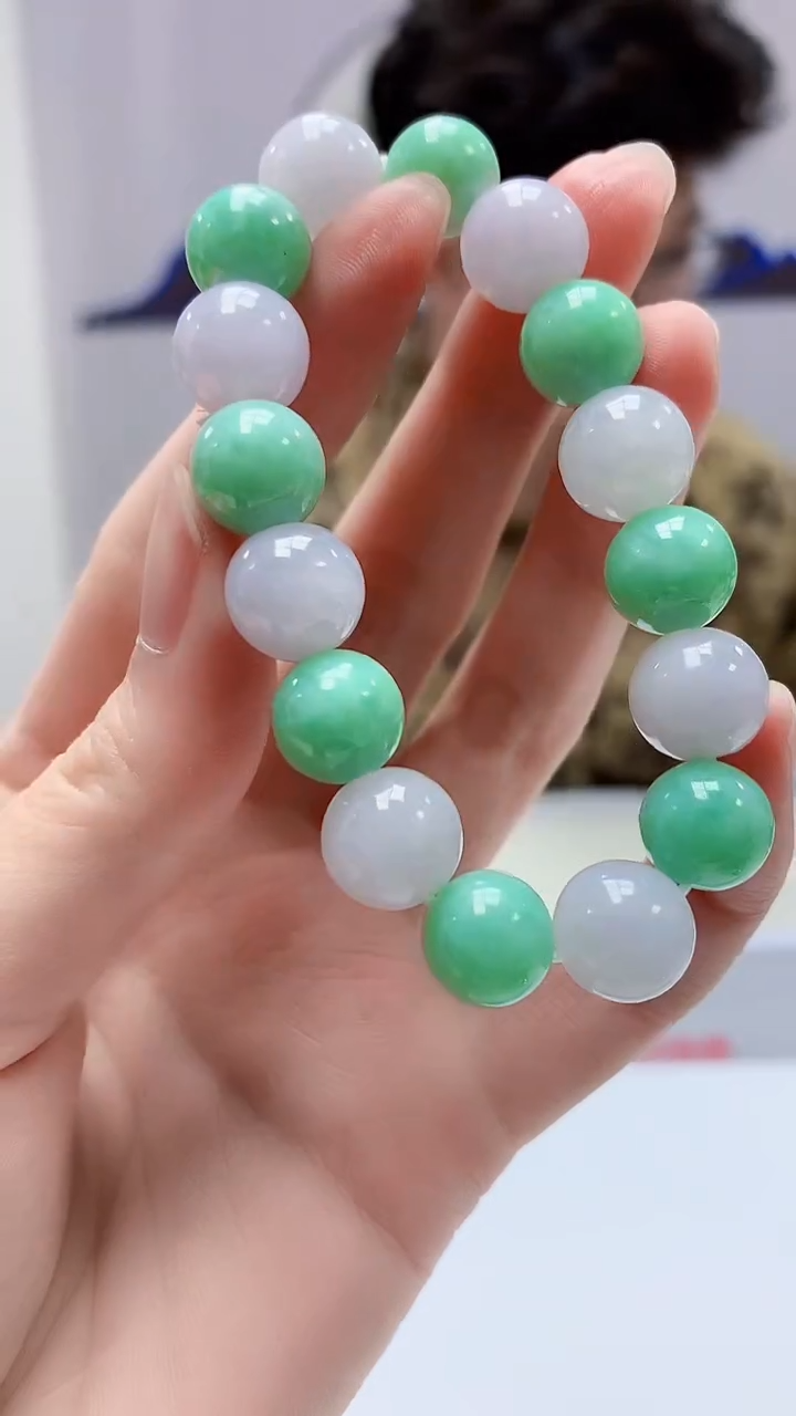 【闪购商品】定制翡翠未镶嵌4688zm-毛货手串348