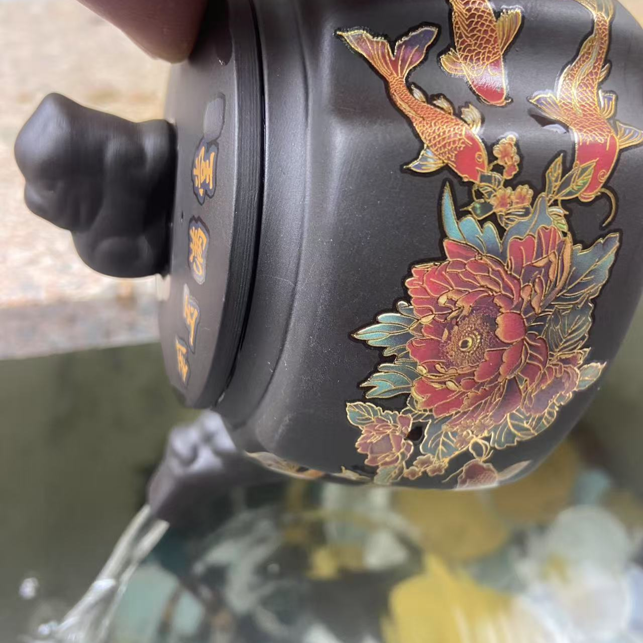 【闪购商品】F深井老紫泥金玉满堂（遇热变色）四方壶