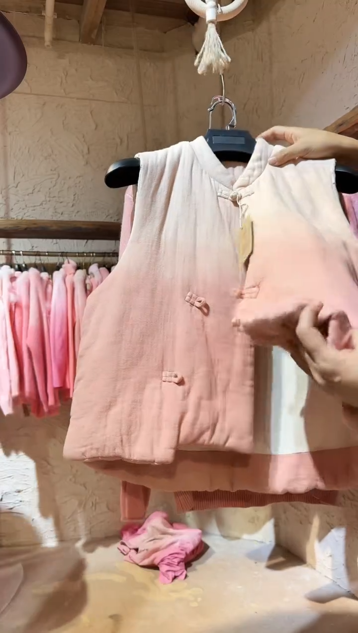 薯莨染斜襟马甲植物染