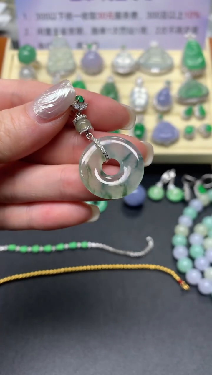 【闪购商品】翡翠吊坠(不含链)银S925镶嵌吊坠|500+50
