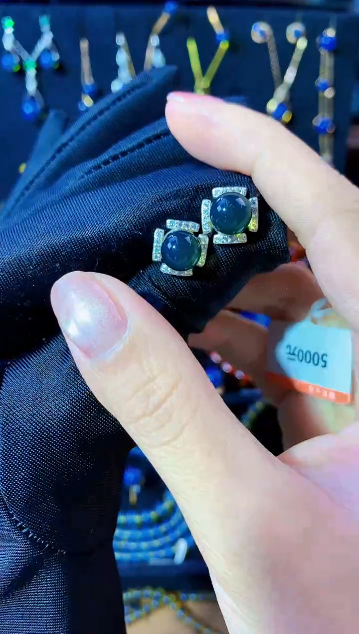 【闪购商品】琥珀珠宝奇石银S925镶嵌8mm墨西哥耳饰 流光效应极强