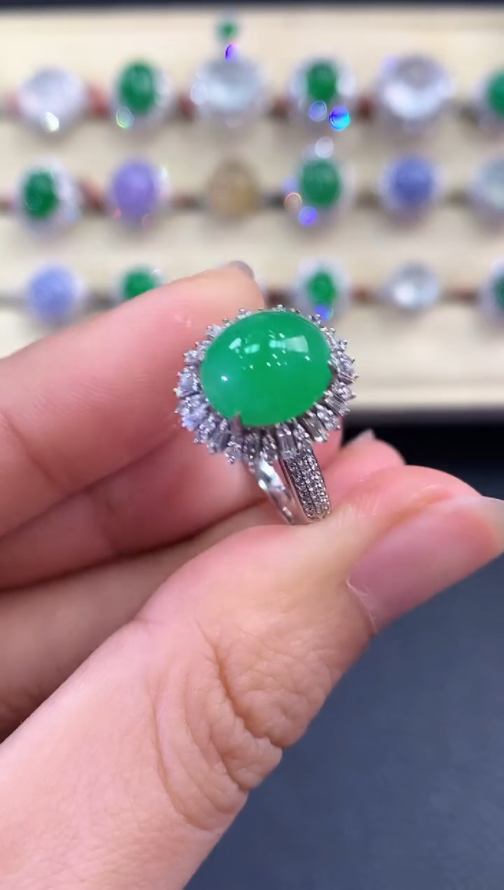 【闪购商品】翡翠戒指18K金镶嵌 B133           