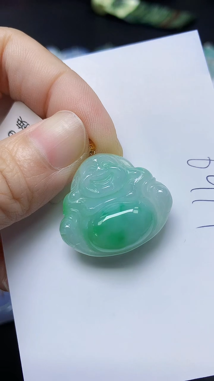 翡翠18K金镶嵌颈饰天然自然緬甸A貨翡翠