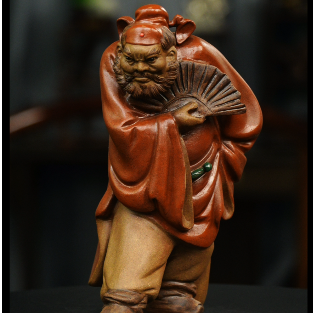 钟馗带扇（大）宜兴紫砂泥塑