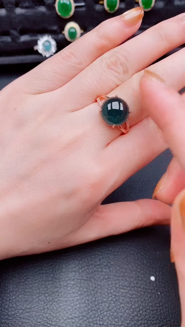 【闪购商品】翡翠戒指银S925镶嵌天然a货翡翠289