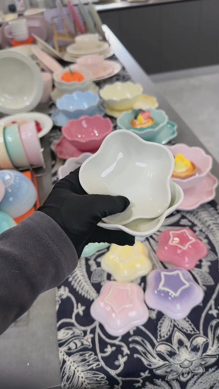 【闪购商品】瓷2件套奶油白花瓣蘸料碟