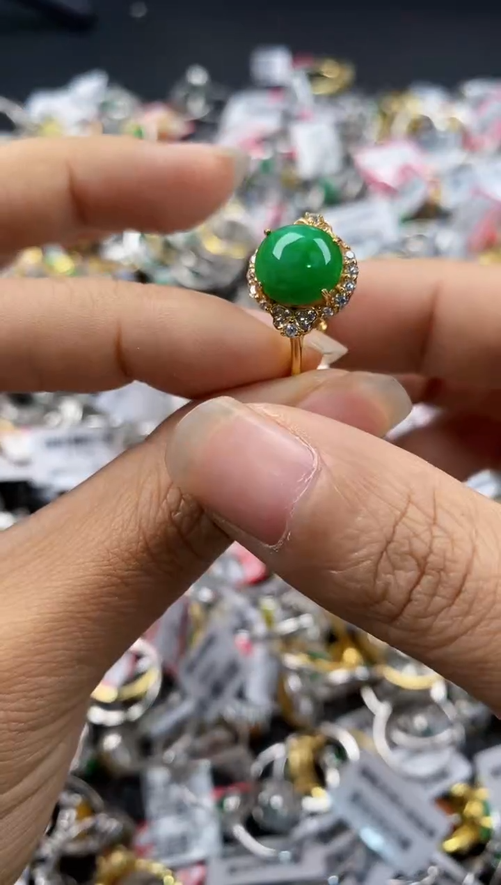 银S925镶嵌戒指翡翠333---2