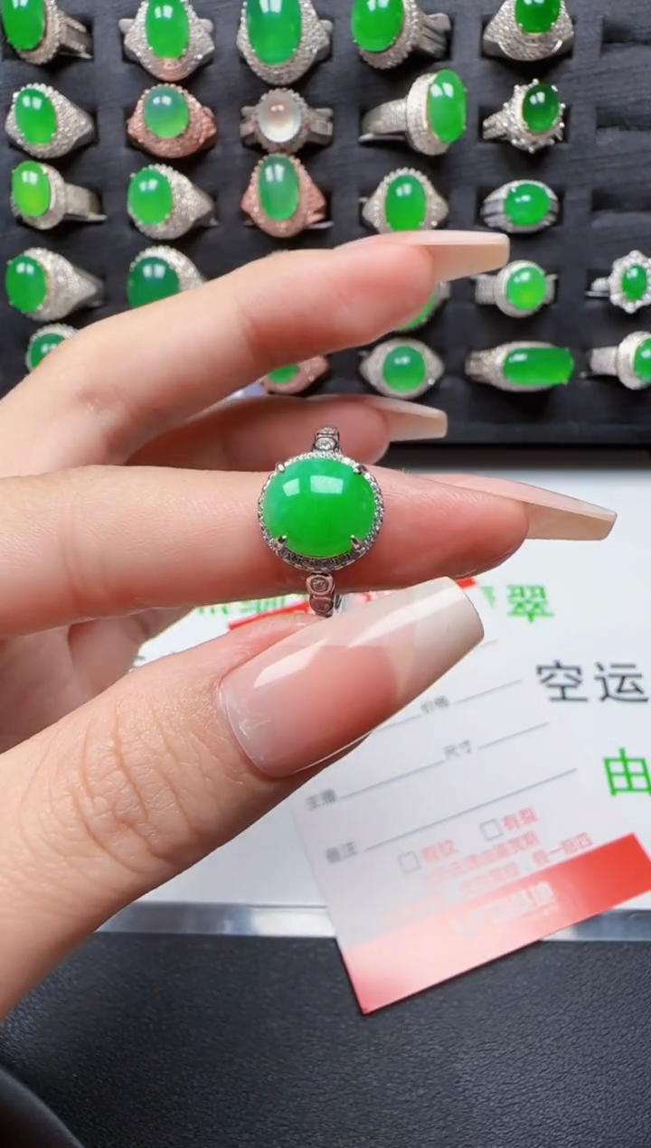 【闪购商品】翡翠戒指银S925镶嵌3113
